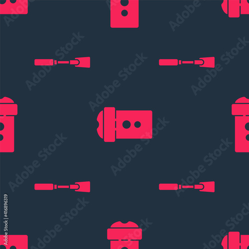 Set Leather whip and Vagina masturbator on seamless pattern. Vector.