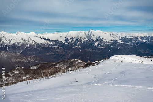 Ski mountaineering on mount Matajur, Friuli-Venezia Giulia, Italy © zakaz86