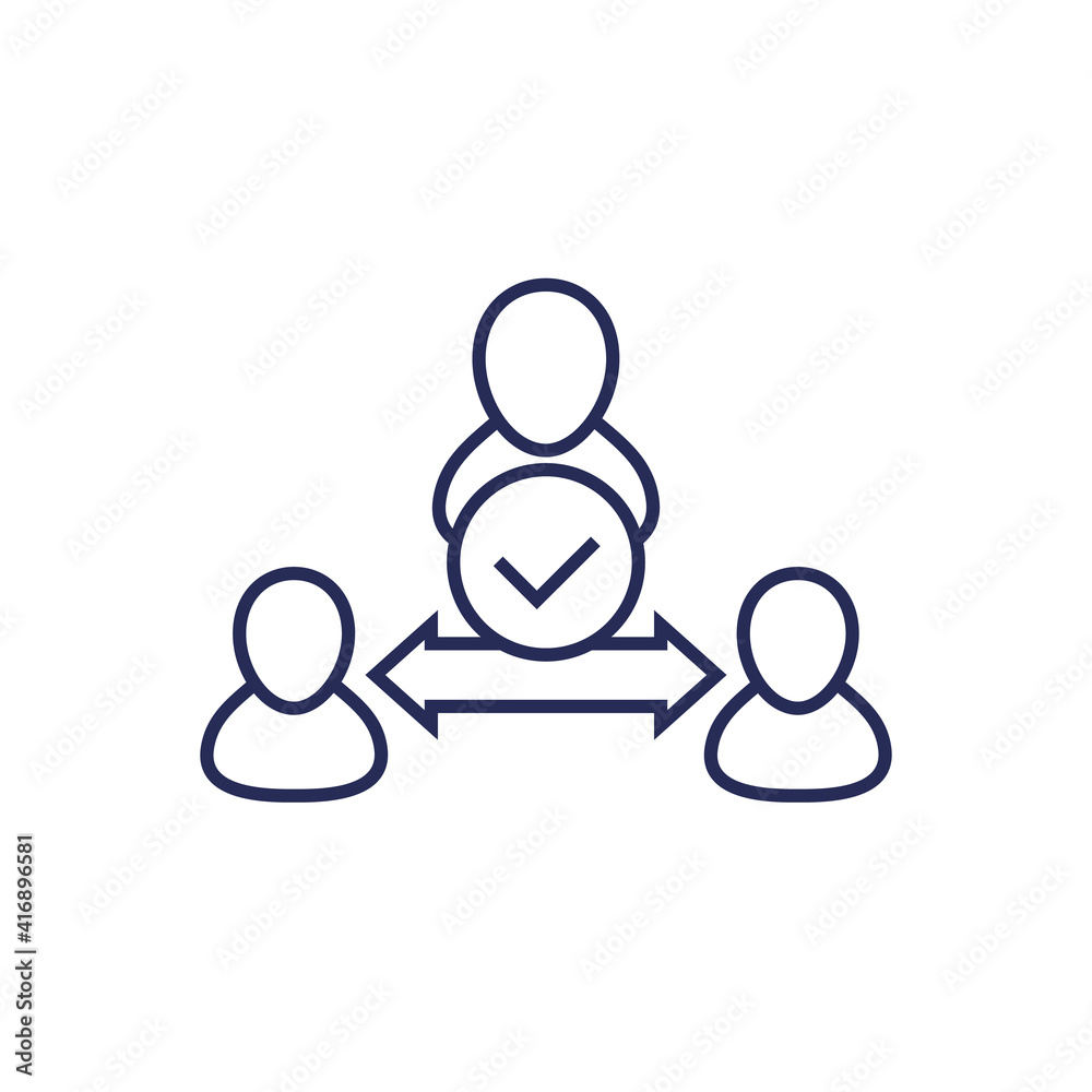 broker or third party line icon on white broker or third party line icon on white