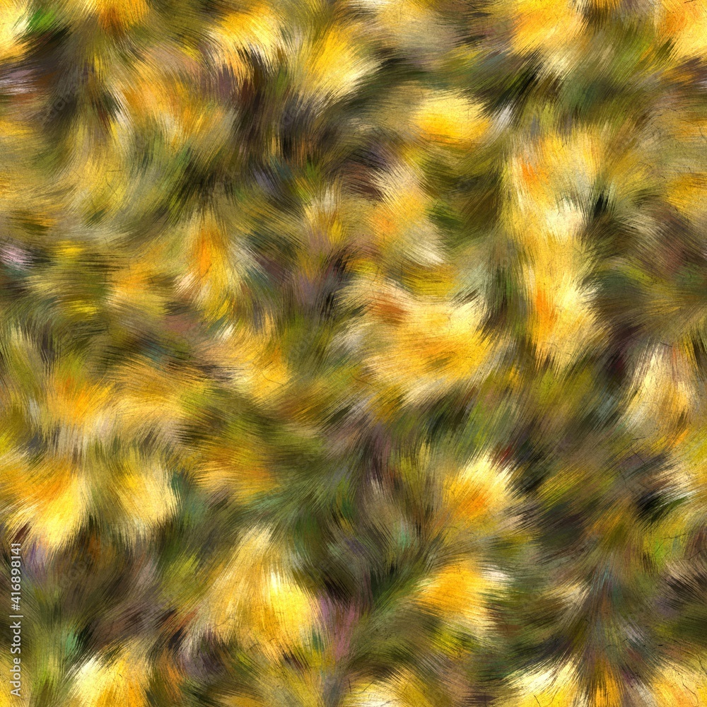 Obraz premium Seamless faux digital painted floral pattern print. High quality illustration. Procedural painting with realistic brush strokes in impressionistic style. Abstract art for surface design and print.