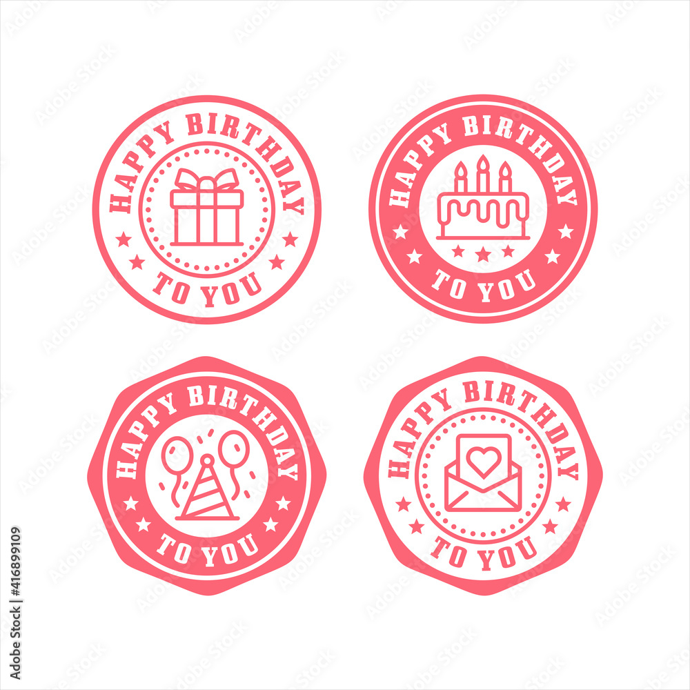 Happy Birthday stamps design logo collection Happy Birthday stamps design logo collection