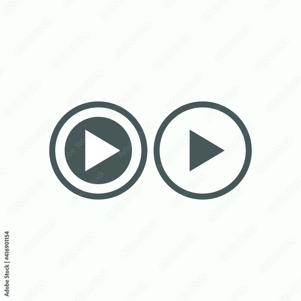 Play button icon in trendy flat style isolated on grey background. Play symbol for your web site design, logo, app, UI. Vector illustration Play button icon in trendy flat style isolated on grey background. Play symbol for your web site design, logo, app, UI. Vector illustration