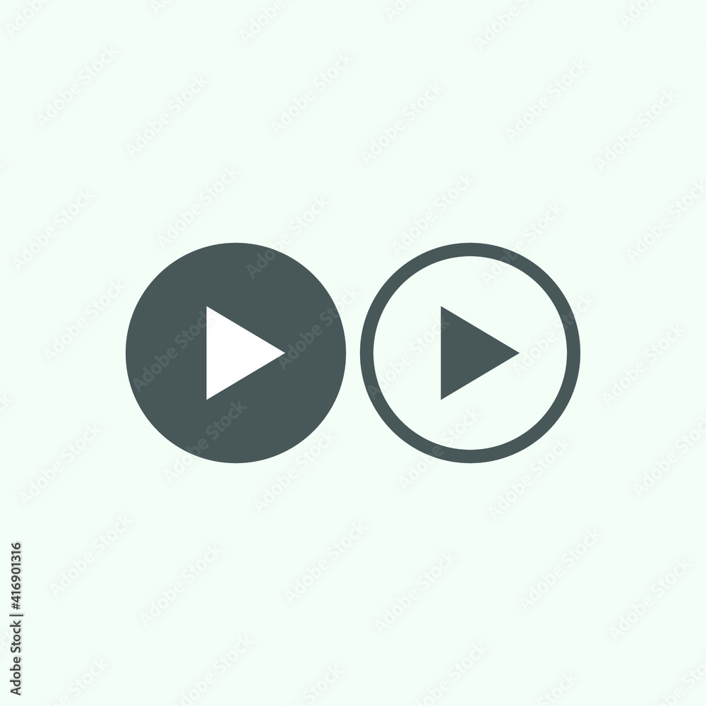 Play button icon in trendy flat style isolated on grey background. Play symbol for your web site design, logo, app, UI. Vector illustration Play button icon in trendy flat style isolated on grey background. Play symbol for your web site design, logo, app, UI. Vector illustration