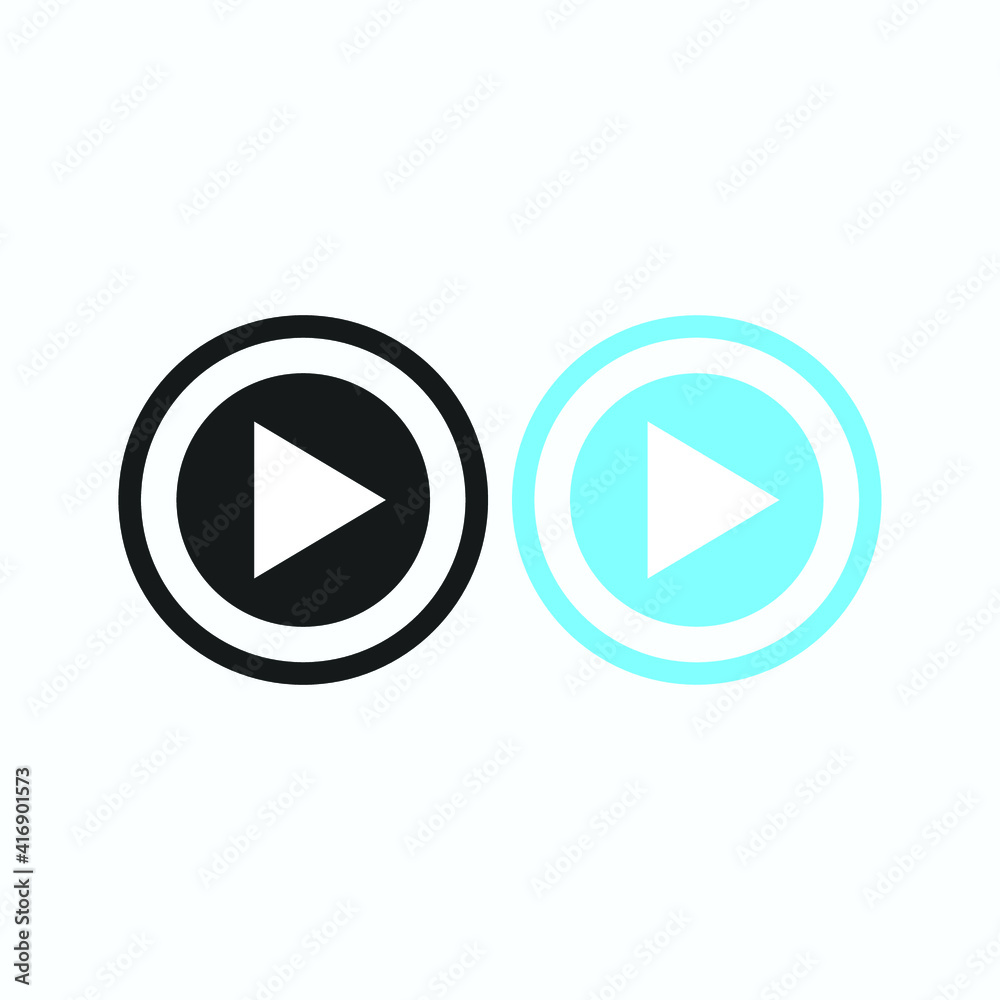 Play button icon in trendy flat style isolated on grey background. Play symbol for your web site design, logo, app, UI. Vector illustration Play button icon in trendy flat style isolated on grey background. Play symbol for your web site design, logo, app, UI. Vector illustration