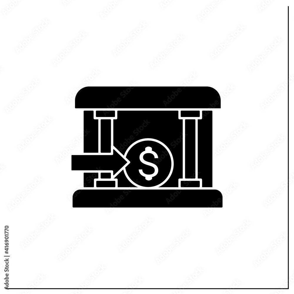 Bank loans glyph icon. Access to bank loans. Instant card issuance concept. Quick money access. Mobile banking. Financial transaction. Filled flat sign. Isolated silhouette vector illustration Bank loans glyph icon. Access to bank loans. Instant card issuance concept. Quick money access. Mobile banking. Financial transaction. Filled flat sign. Isolated silhouette vector illustration