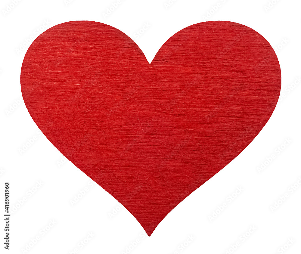Wooden red painted heart isolated on white Wooden red painted heart isolated on white