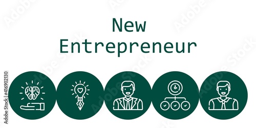 new entrepreneur background concept with new entrepreneur icons. Icons related task, idea, man