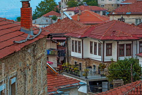 The streets and roofs of small town in mountains< Krushevo , Macedonia photo