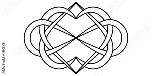 Knot of hearts and infinity sign, vector sign symbol infinite and eternal love