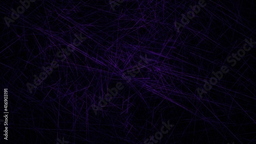 Blue abstract lines. Geometrical abstraction wallpaper. 3D illustration with dark background