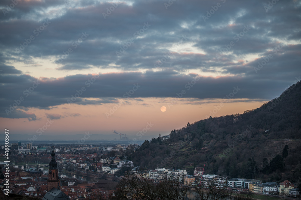 moon set over the rhine valley