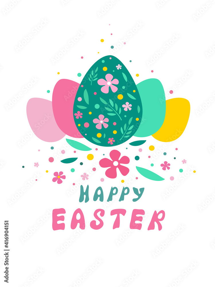 Colorful, colorful easter greeting card.Vector illustration isolated on a white background. A design element for decorating holiday products.