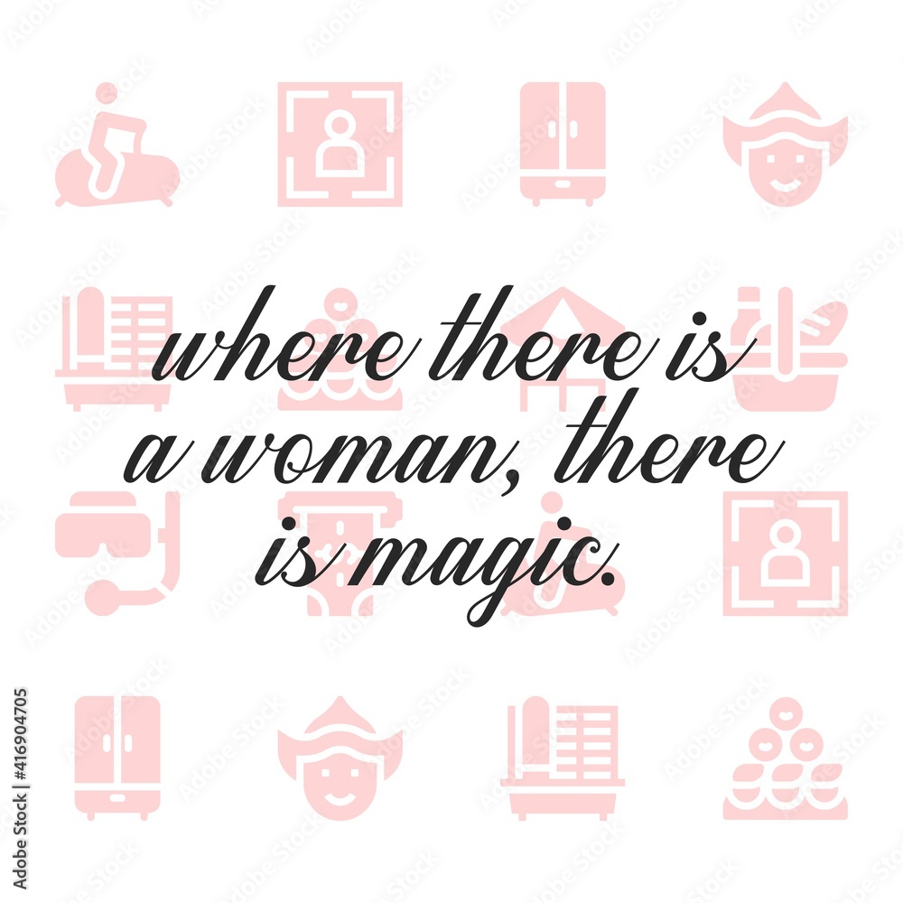 Happy women day quote. Editable vector illustration.