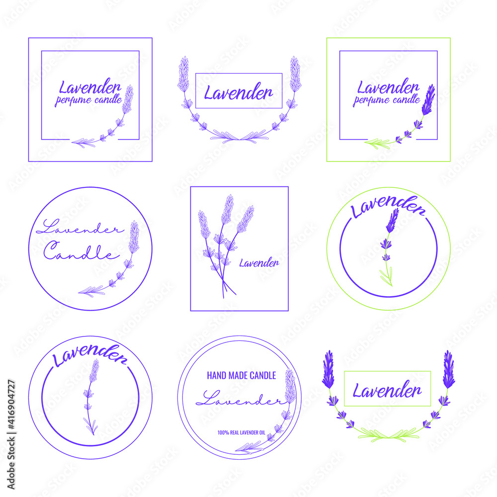 Set of botanical icons with lavender. Vector illustration, eps 10 Set of botanical icons with lavender. Vector illustration, eps 10
