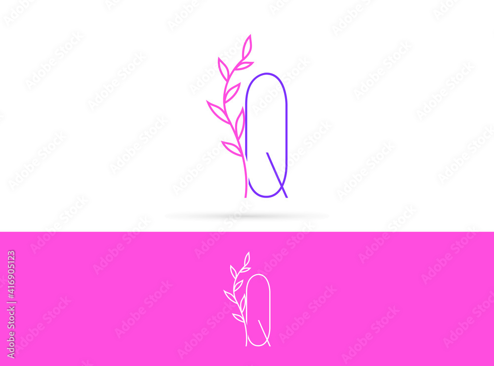 Letter Q beauty leaves logo design. Vector template Letter Q beauty leaves logo design. Vector template