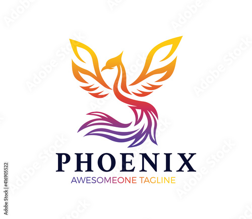 Fototapeta Naklejka Na Ścianę i Meble -  phoenix logo design, vector, icon, symbol, template