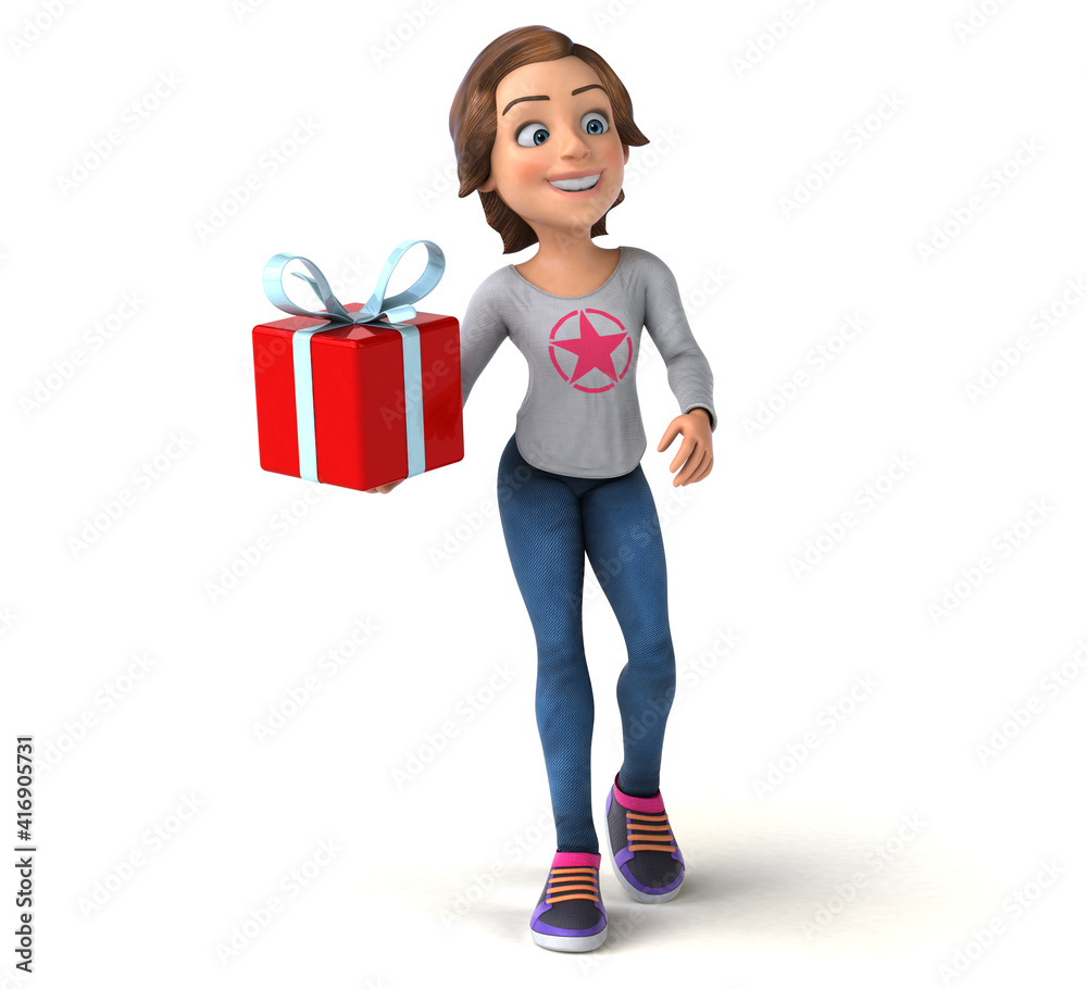 Fun 3D illustration of a cartoon teenage girl Fun 3D illustration of a cartoon teenage girl