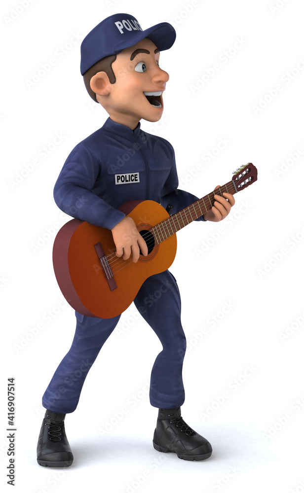 Fun 3D illustration of a cartoon Police Officer Fun 3D illustration of a cartoon Police Officer