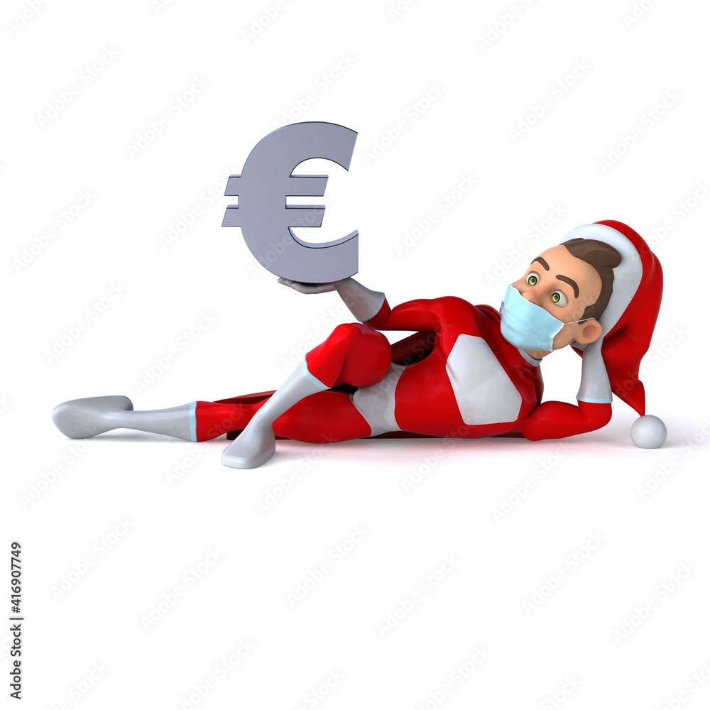 Fun 3D illustration of a cartoon Santa Claus with a mask Fun 3D illustration of a cartoon Santa Claus with a mask