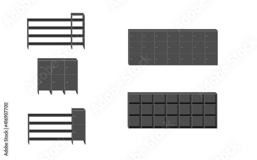 set of lockers school and set of lockers office and shelf