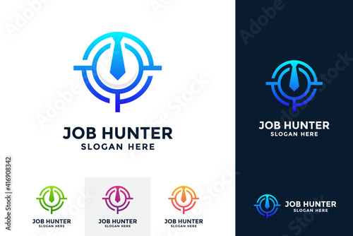 Job hunter logo design template.Creative concept of find job vector illustration