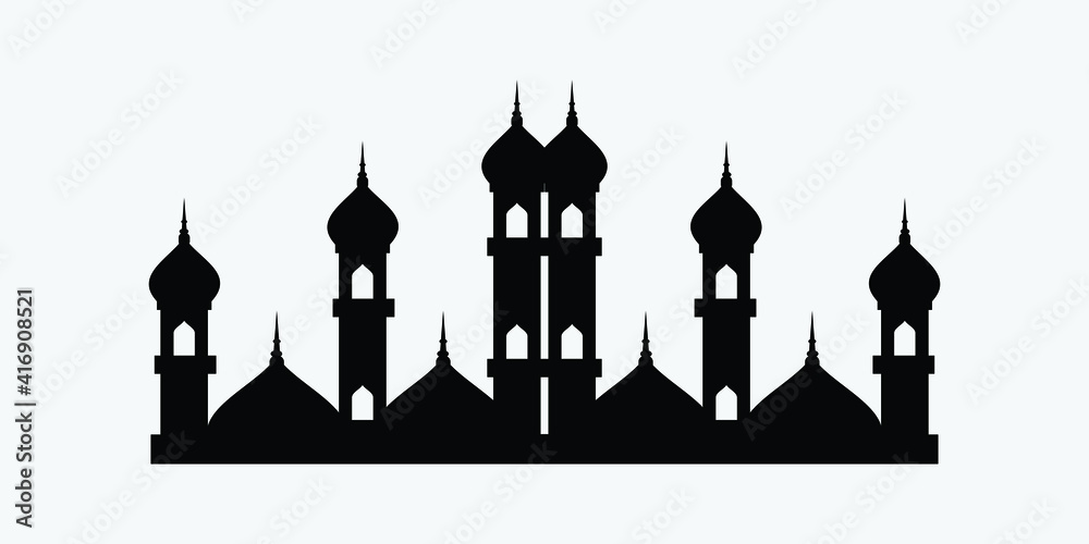 Vector illustration of a Muslim Mosque Silhouette Vector illustration of a Muslim Mosque Silhouette