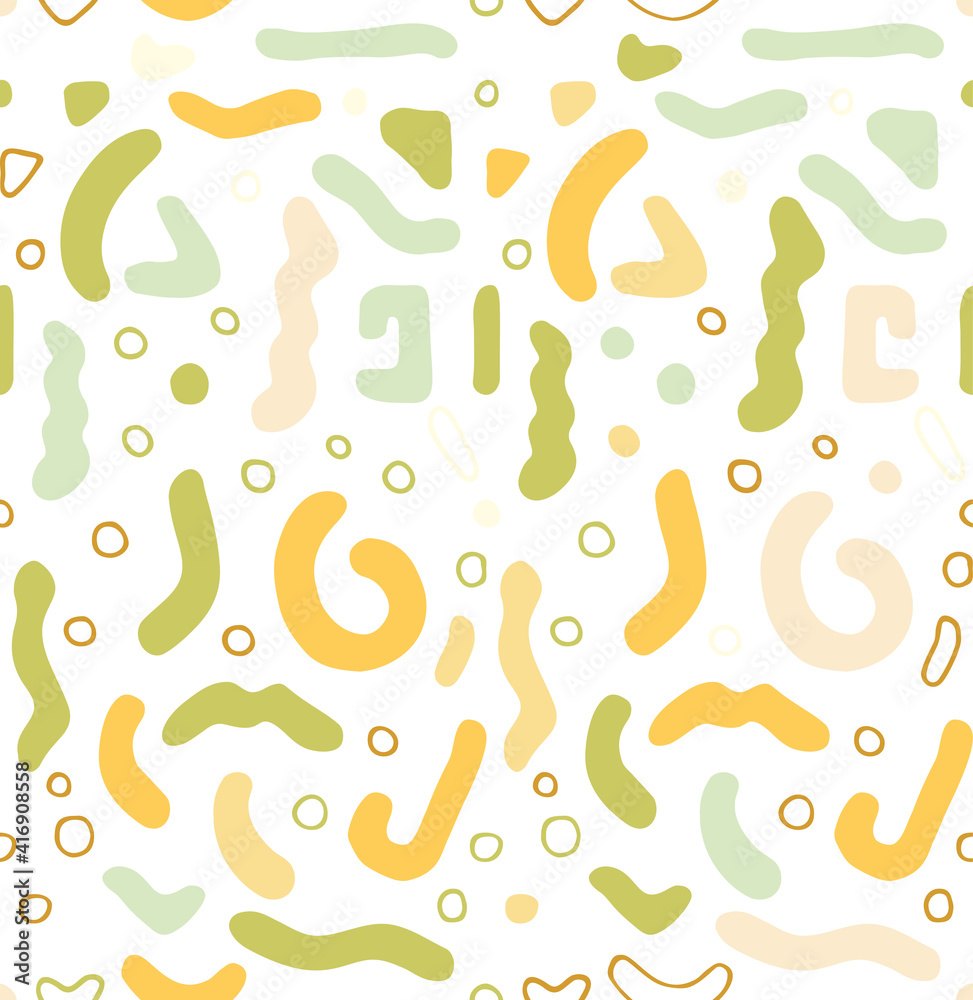 Jelly worms. Cute flat background for baby clothes, bed linen, packaging. Hand drawing in colored Doodle style. Vector illustration. Vector EPS 10