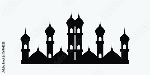 Vector illustration of a Muslim Mosque Silhouette