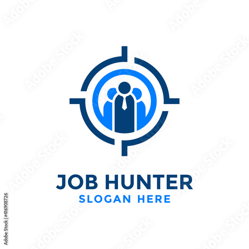 Job hunter logo design template.Creative concept of find job vector illustration