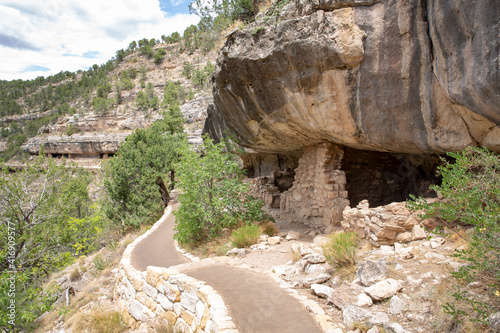 Indian cliff dwellings in Walnut Canyon National Monument, Arizona, USA photo