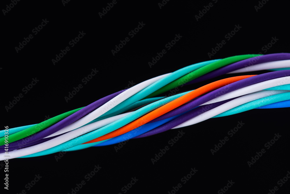 Electrical cable wire isolated on black background Electrical cable wire isolated on black background