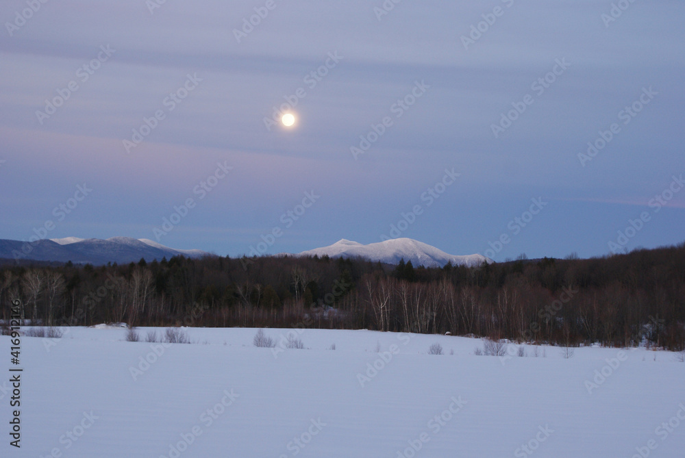 Full moon over Jay Peak in Vermont