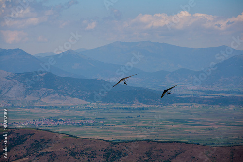 Hang glider flying in the mountains in Makedonia during European championship photo