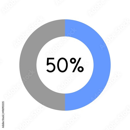 50 percent, circle percentage diagram on white background vector illustration.