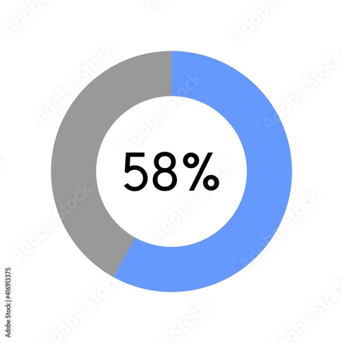 58 percent, circle percentage diagram on white background vector illustration.