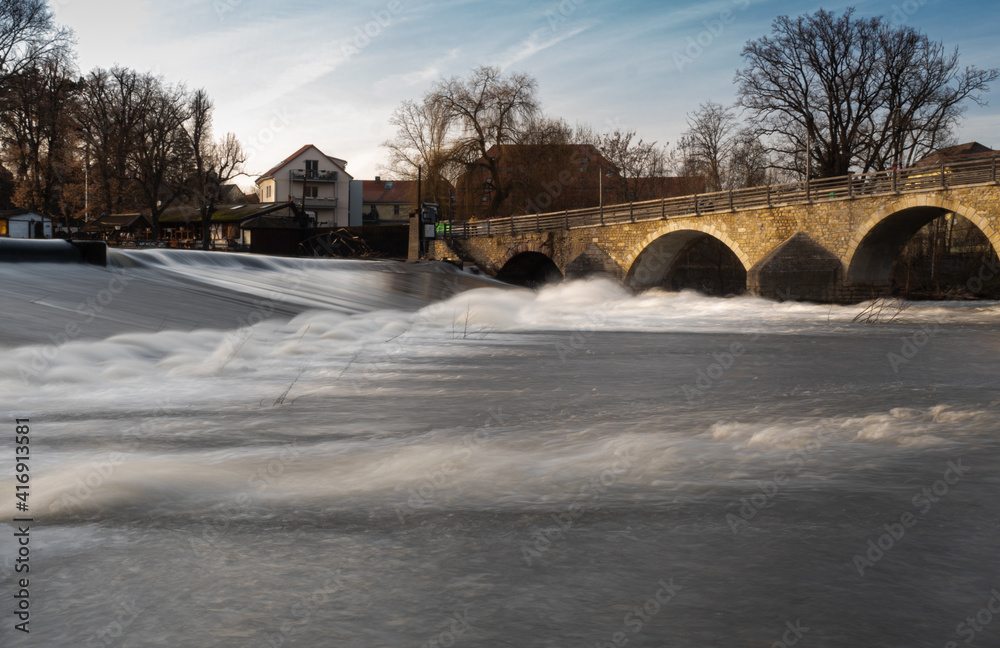 Relaxing at burgauer dam in jena with longexposure at a sunny day in winter 2021