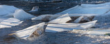 Frozen ice on the river texture. Abstract ice background.