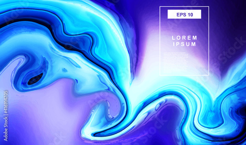 Blue ocean water marble background. Splash sea liquid nature alcohol ink design.