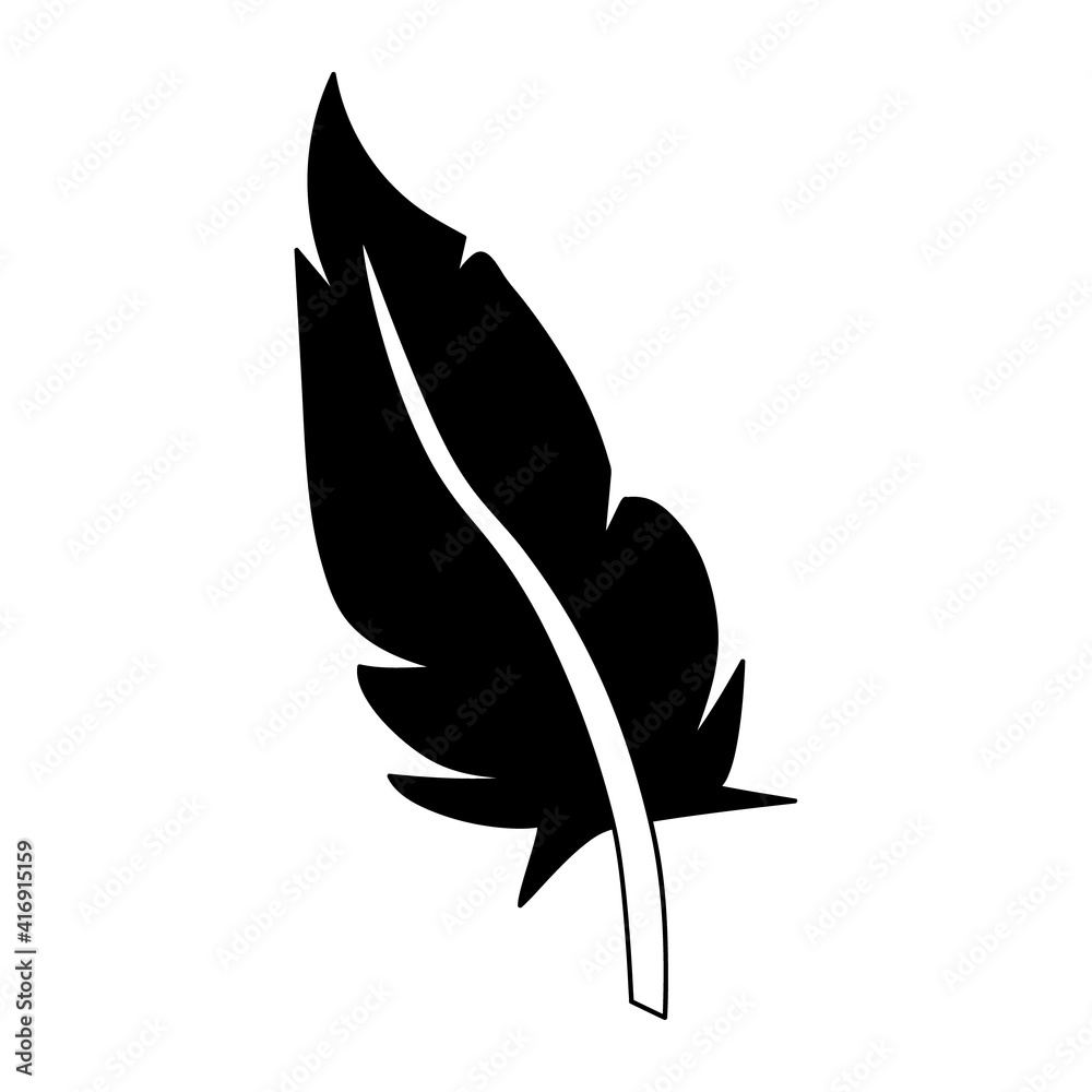 Feather flat icon. Pictogram for web. Line stroke. Isolated on white background. Vector eps10