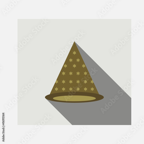 Simple cartoon wizard hat icon, vector illustration.