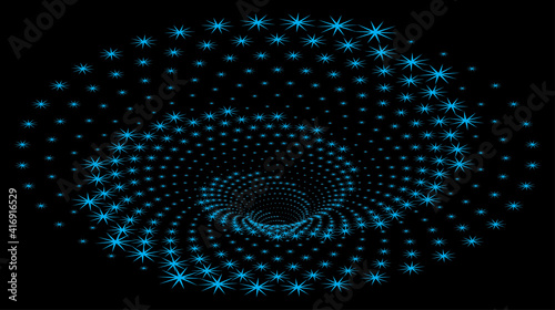 Tunnel or wormhole. Digital wireframe tunnel. Background abstract vector image