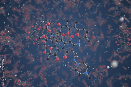 Molecule of Rifampicin. Molecular model, science related 3d rendering photo