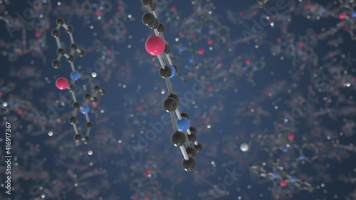 Molecule of Bupivacaine. Molecular model, science related looping 3d animation photo