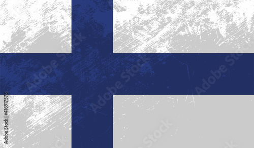 Finland grunge, old, scratched style flag