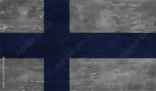 Finland grunge, old, scratched style flag