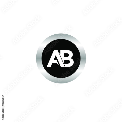 logo icon letter AB silver circle design
