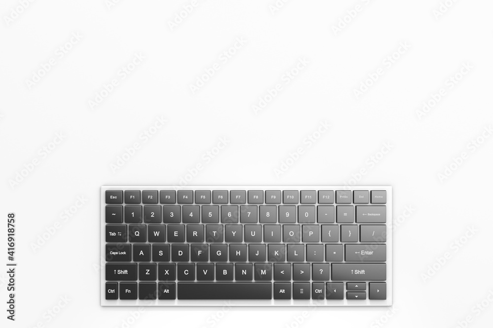 Computer keyboard on the table. Top view. Copy space. Computer keyboard on the table. Top view. Copy space.