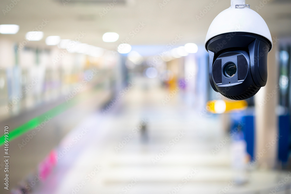 Closed-circuit television,Security CCTV camera or surveillance system in background of Checkpoint - Body and bag Luggage Scan Machine