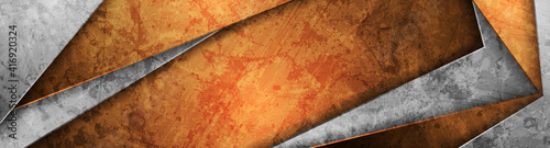 Contrast orange and grey abstract grunge tech banner design. Old wall concrete texture background. Vector illustration