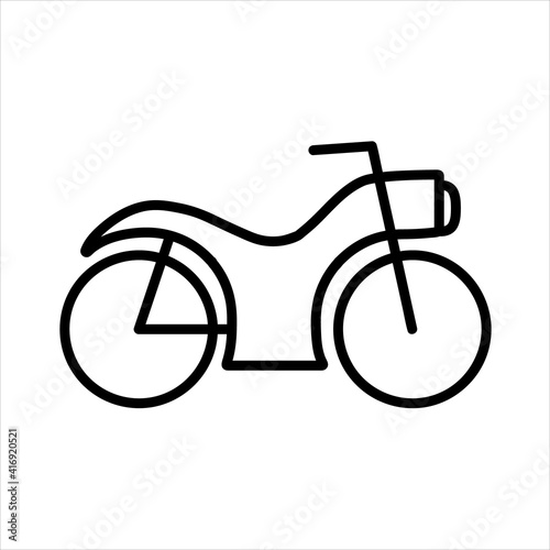 Motocycle flat icon. Pictogram for web. Line stroke. Isolated on white background. Bike vector eps10
